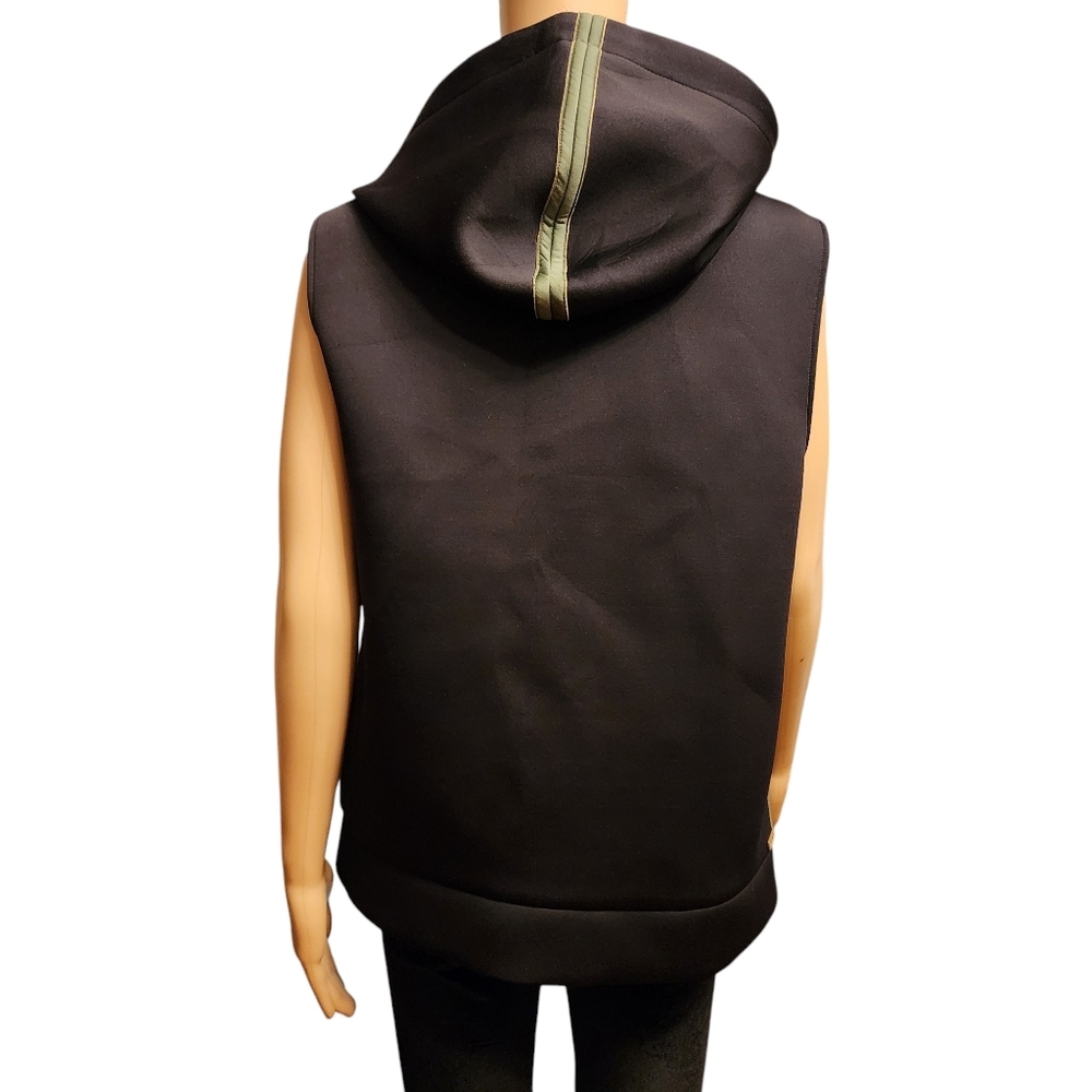 Alala Black Hooded Paneled Zip Vest with Olive Trim - Picture 6 of 16